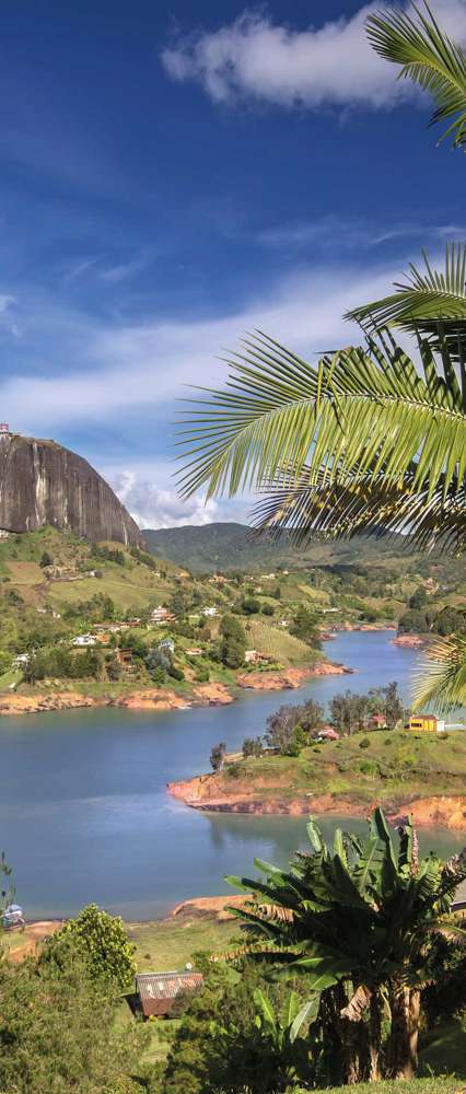 View Of The Rock El Penol Near The Town Of Guatape Antioquia, Colombia