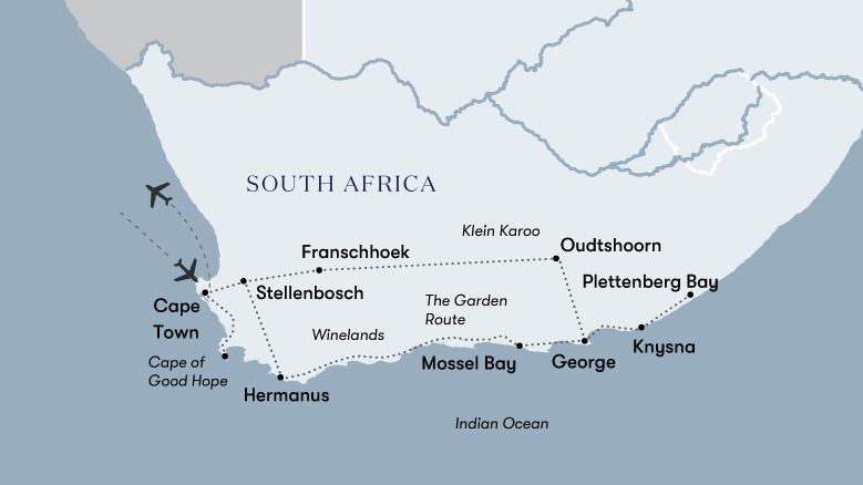 Cape Winelands & The Garden Route Map 2023