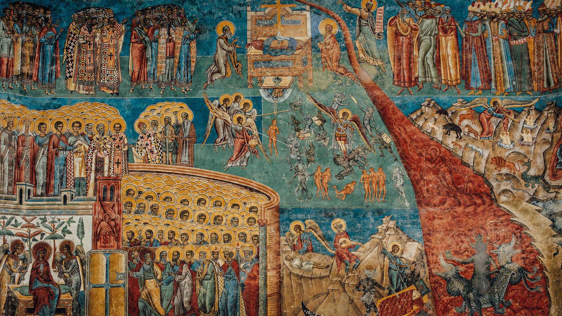 Fresco On Wall Background, Voronet Monastery, Romania