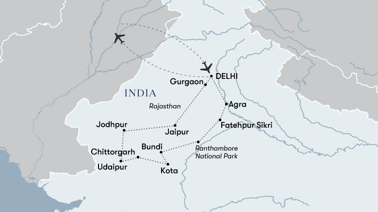 Highlights Of Northern India Map