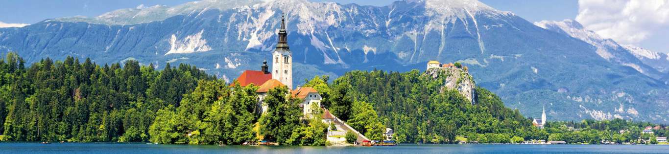 Lake Bled with Lake Island and Mountains, Slovenia