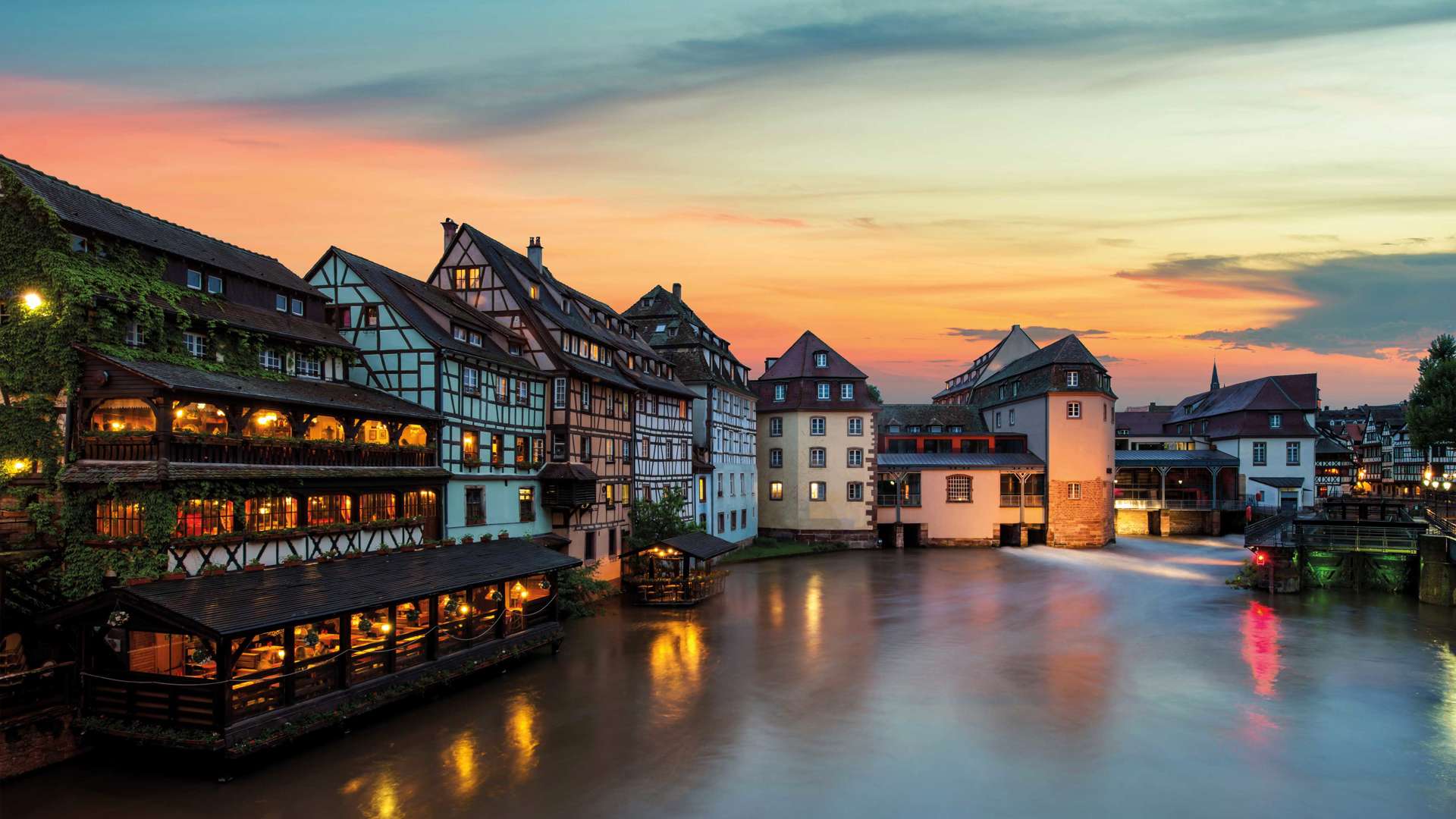 River at Sunset, Strasbourg, France 