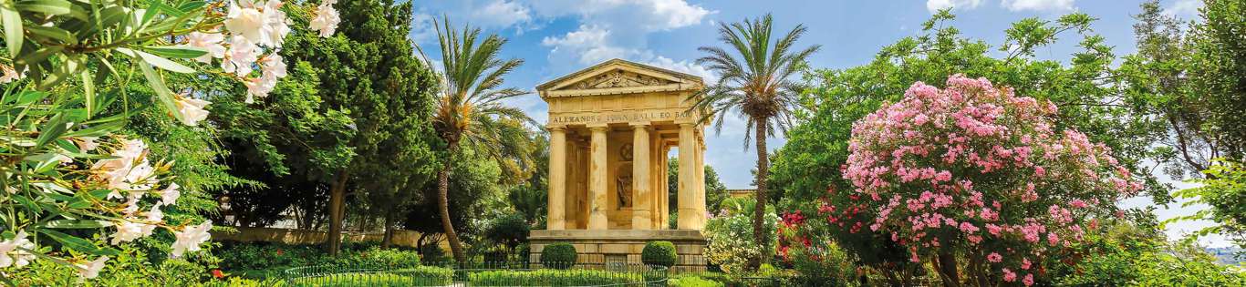 Lower Barrakka Public Garden And The Monument To Alexander Ball In Old Town Valletta, Malta