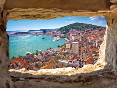 Aerial View Through Stone Window, Split Bay, Croatia