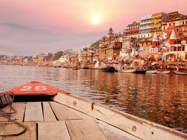 Sunset River Bank On The Ganges, India