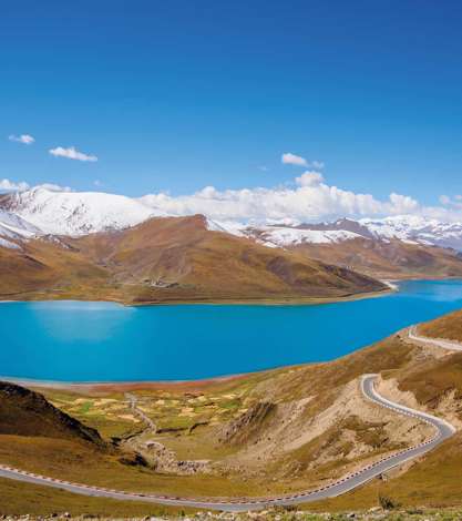 Holy Yamdrok lake and snow mountains, Tibet