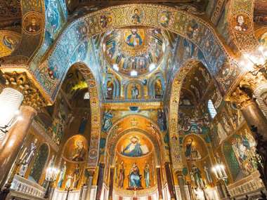 Golden Mosaic In La Martorana Church, Palermo, Italy