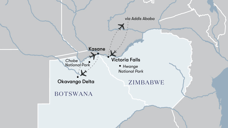 Victoria Falls To The Okavango Map 2024