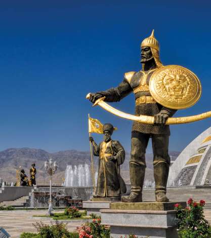 Statues Around Monument Of Independence In Ashgabat, Turkmenistan