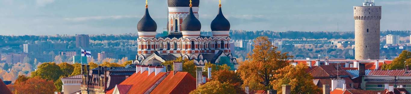 Toompea Hill With Tower, Pikk Hermann And Russian Orthodox Alexander Nevsky Cathedral, Tallinn, Estonia