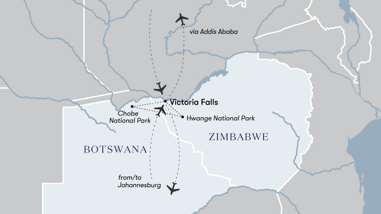 Highlights Of Zimbabwe & Botswana Map 2023