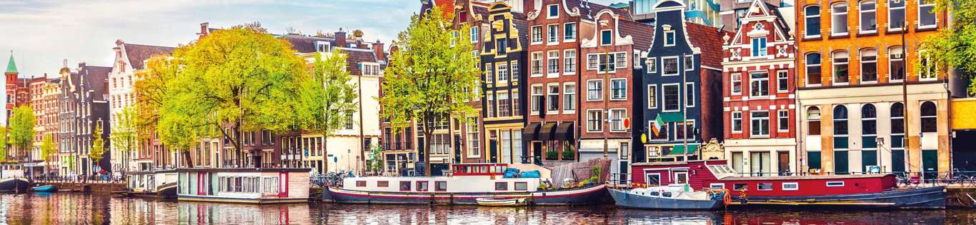  Dancing Houses Over River Amstel Landmark, Amsterdam, Netherlands