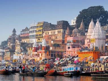Colorful Main Ghat In Varanasi, India