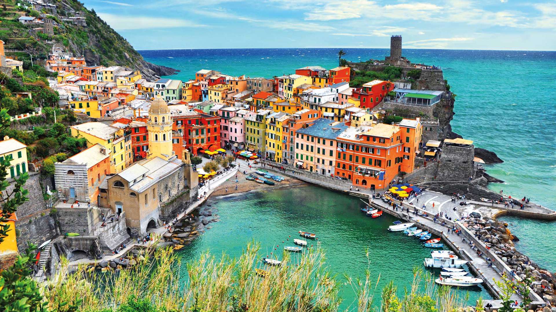 View Of Vernazza Famous Colourful Villages, Cinque Terre National Park, Italy
