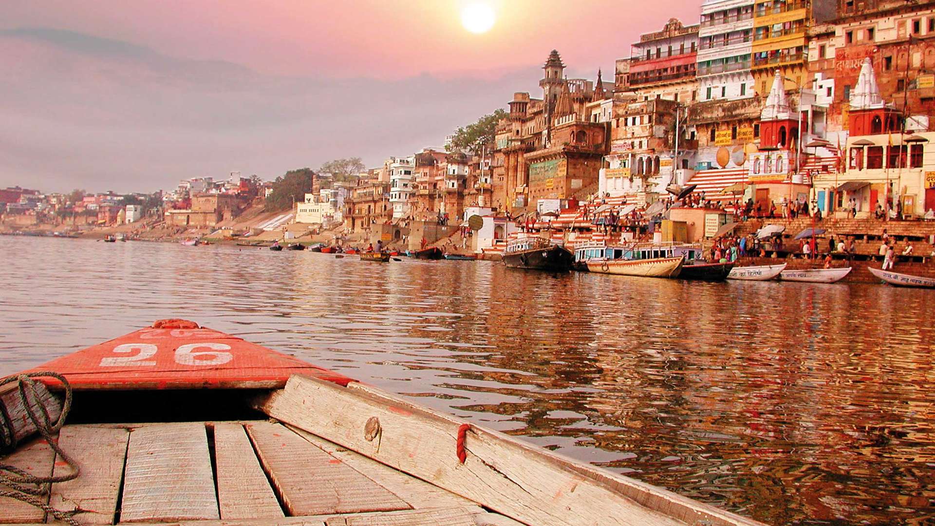 Sunset River Bank On The Ganges, India