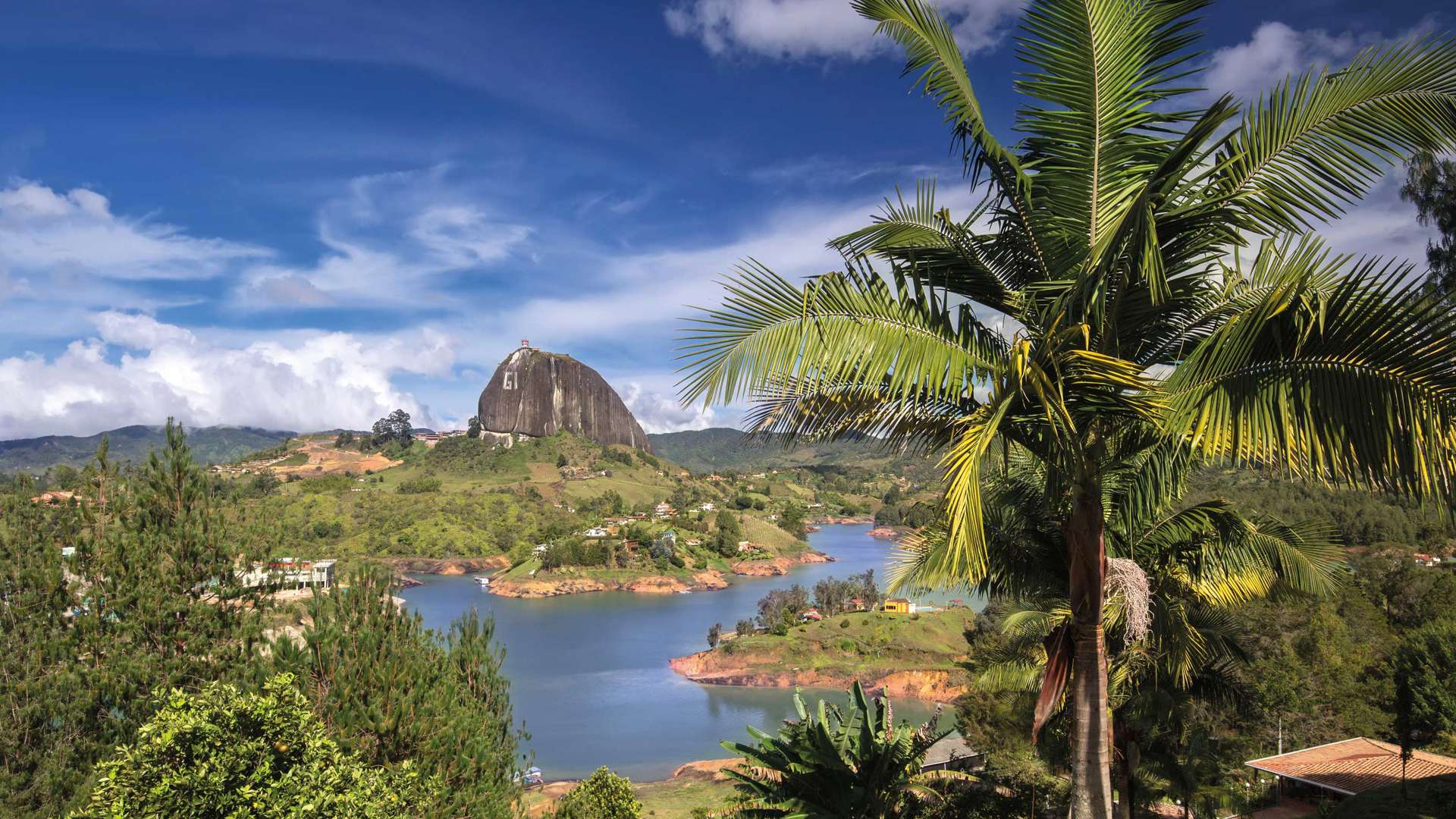 View Of The Rock El Penol Near The Town Of Guatape Antioquia, Colombia