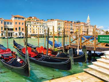 Gondolas On The Grand Canal, Venice, Italy
