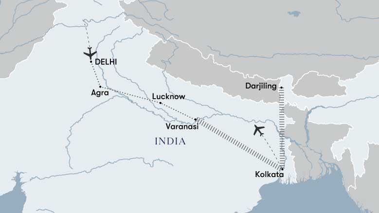 Varanasi Darjeeling & the Himalayas Map