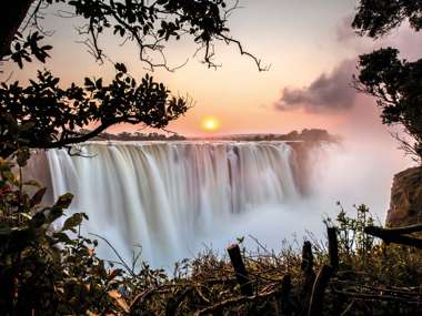 Victoria Falls at sunrise, Zimbabwe and Zambia