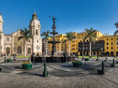 Panoramic View Of Lima Main Square and Cathedral Church, Lima, Peru