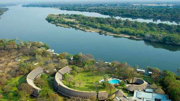 A Zambezi River Lodge, Victoria Falls, Zimbabwe, Drone Exterior