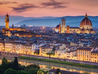 View of Florence with the Duomo in the evening, Florence, Italy