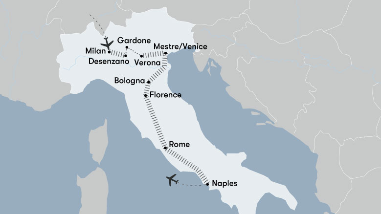 Grand Tour Of Italy Map 2024