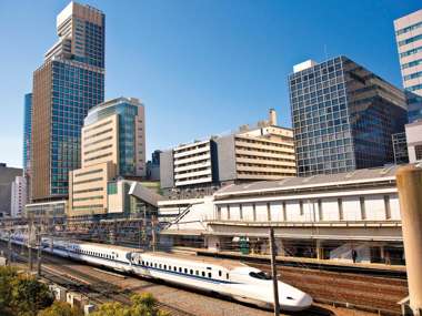 Railway With Skyline Shinkansen At Odaiba, Tokyo, Japan