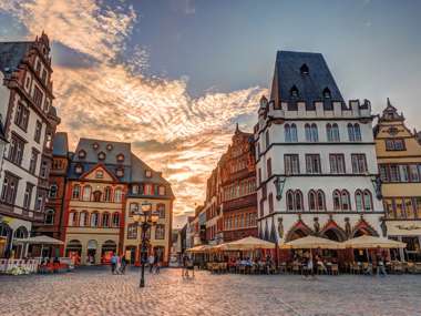 Historic House Facades in the Main Market ,Trier, Rhineland, Germany
