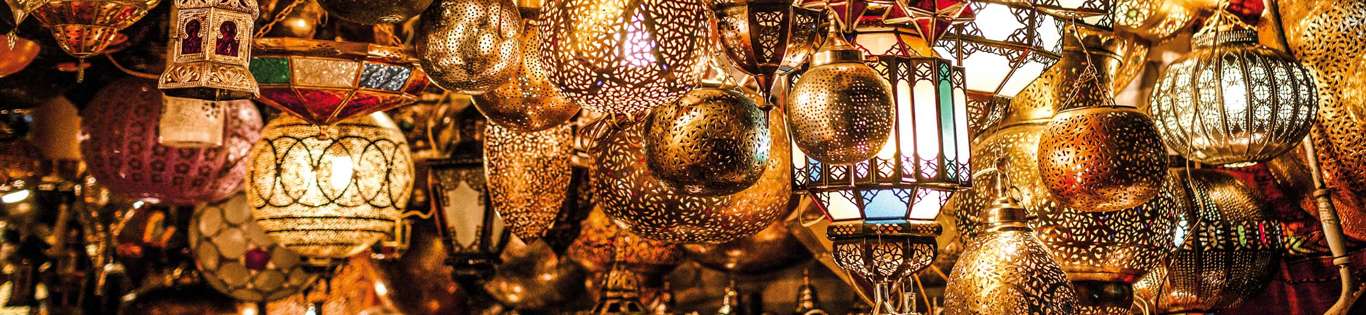 Lanterns And Lamps, hanging in the Market, Souks, Marakech, Morocco