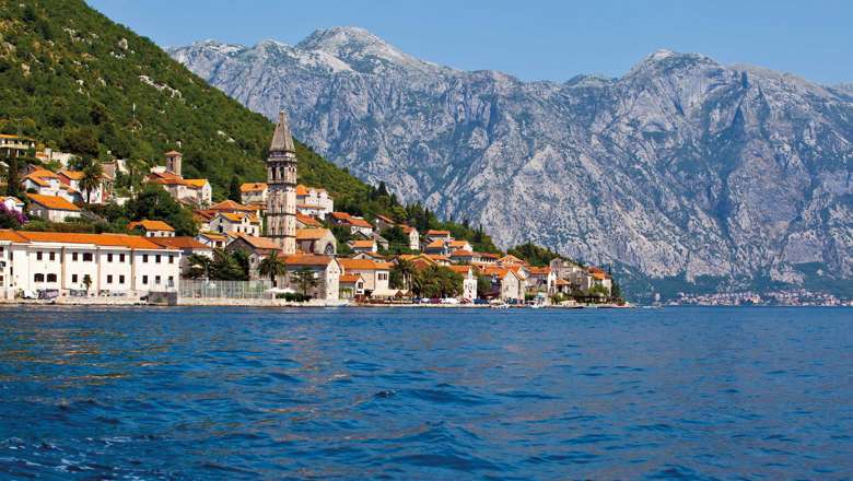 Panorama View Of Perast City In Montenegro, Balkans